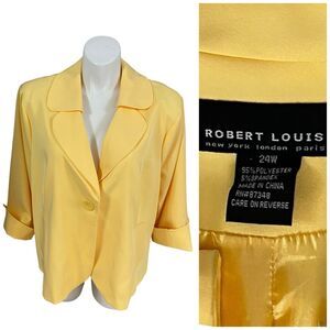 Robert Louis Blazer Womens 24W Yellow Jacket Office Corpcore Career Boardroom